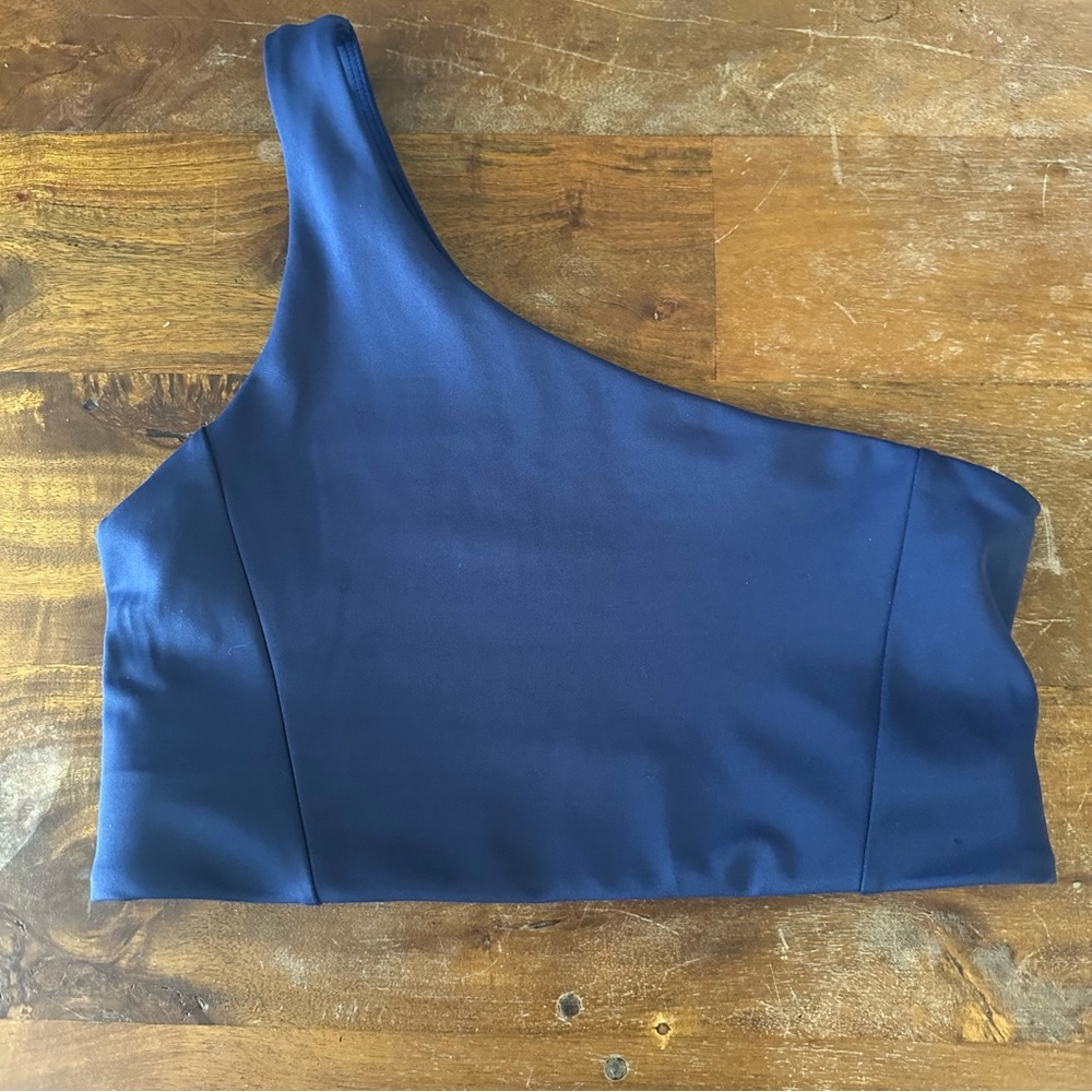 Allfenix blue one shoulder sports bra top ladies size M